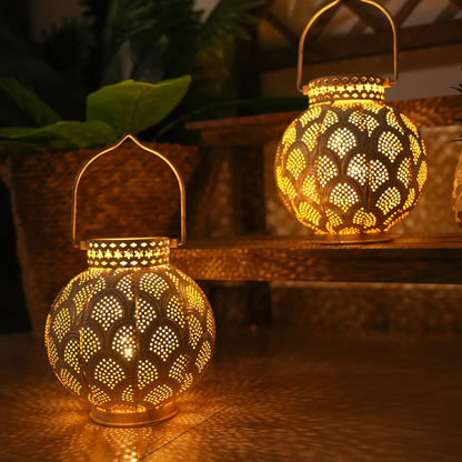 7'' High Battery Powered Cordless Lamp Moroccan Style Metal Table Lamp