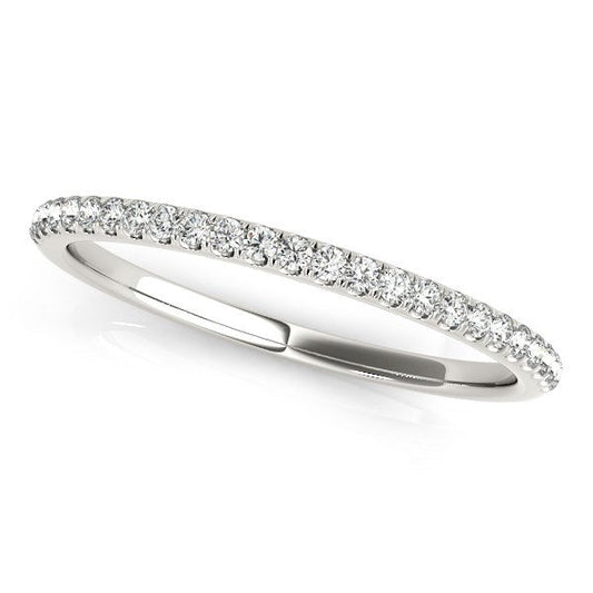 Alliance en or blanc 14 carats, sertie de diamants ronds pavés (total 0,125 carat)