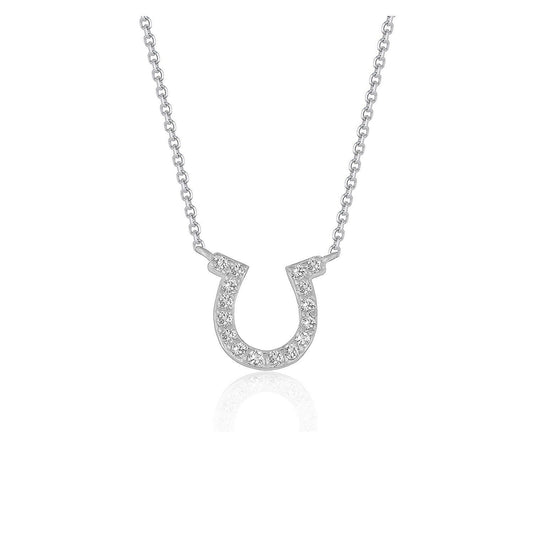 Pendentif fer à cheval en or blanc 14 carats avec diamants