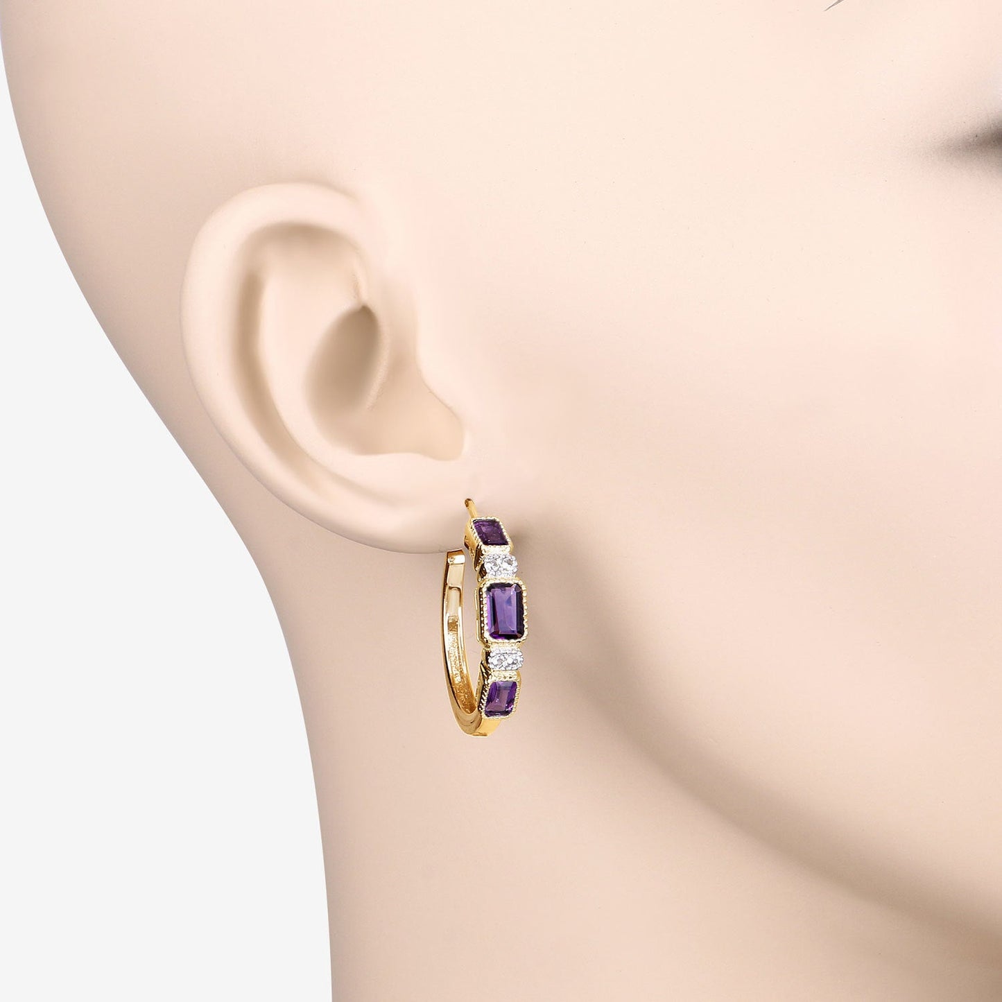 2.18 Carat Genuine Amethyst and White Topaz .925 Sterling Silver Earrings