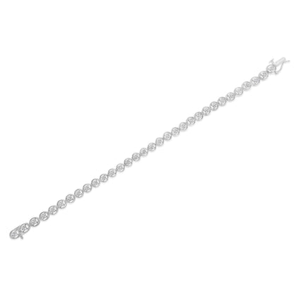 14K Rose Gold Over .925 Sterling Silver 1/4 Cttw Diamond 7" Open Circle Wheel Link Tennis Bracelet (I-J Color, I2-I3 Clarity)