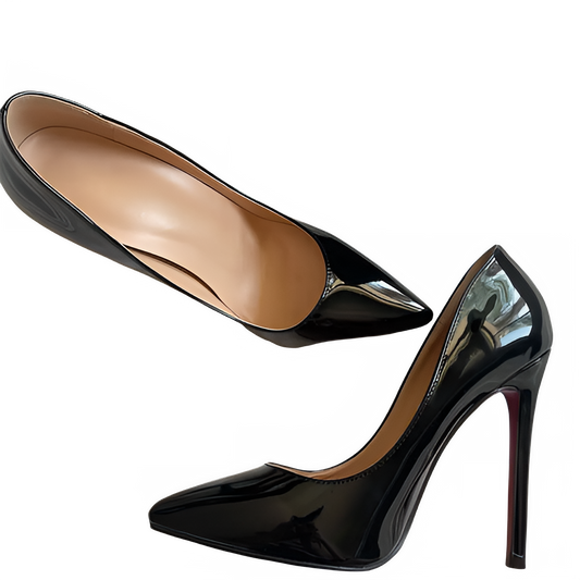 Zapatos de tacón de aguja Onlymaker para mujer, de punta fina, sin cordones, tacones finos, de charol, para fiesta, boda, oficina, tallas grandes