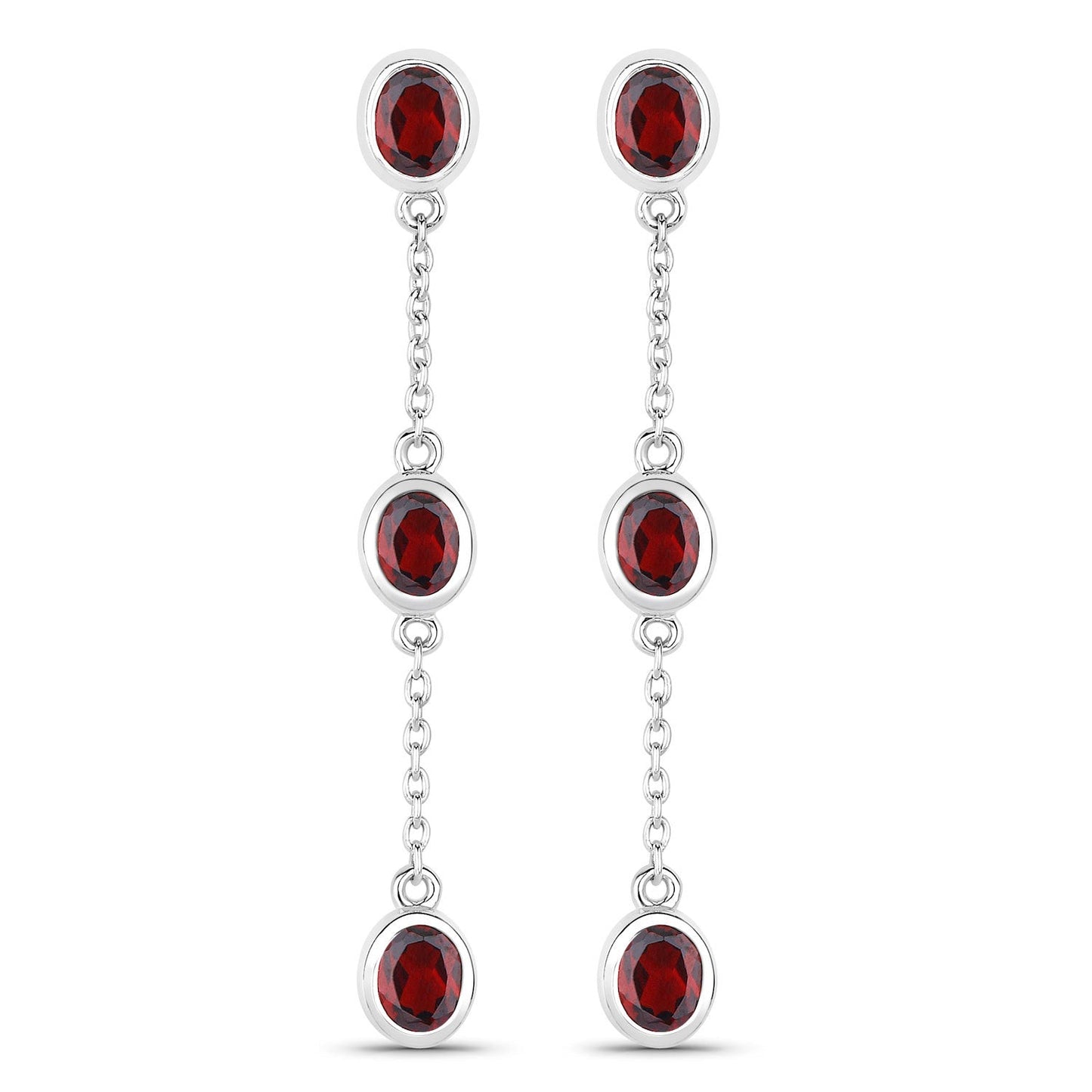 2.70 Carat Genuine Garnet .925 Sterling Silver Earrings