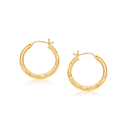 Créoles en or jaune 14 carats avec finition diamantée (3x25mm)