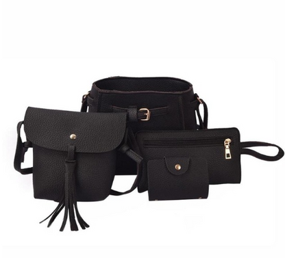 Vintage Lychee Pattern Four-Piece Mother-Daughter Bag Set