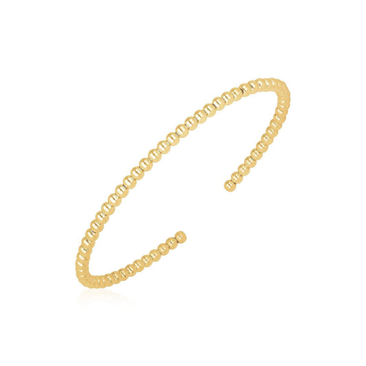Bracelet jonc en or jaune 14 carats, perles polies (3 mm)
