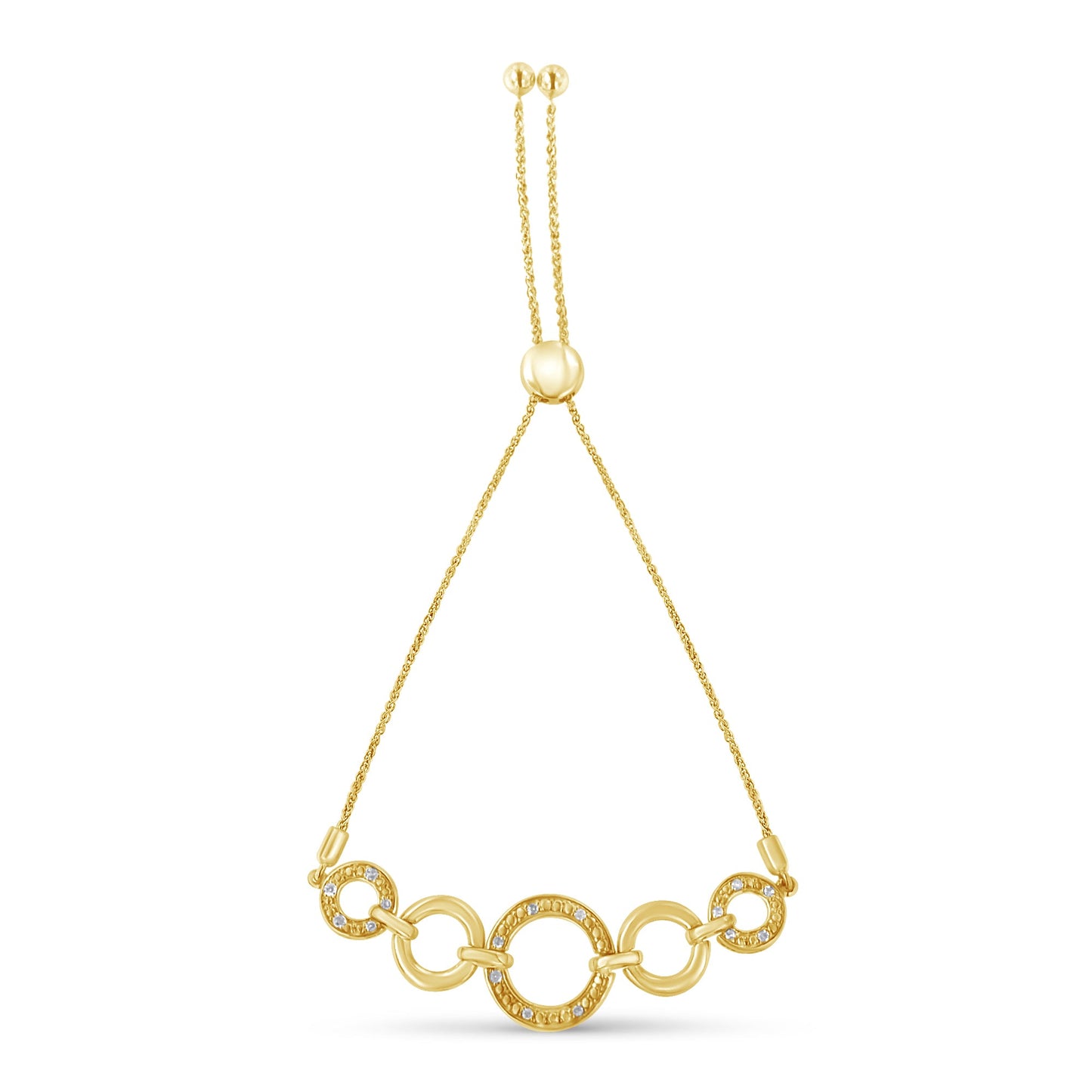10K Yellow Gold over .925 Sterling Silver Diamond Accented Graduated Infinity Open Circle 6â€-9â€ Adjustable Bolo Bracelet
