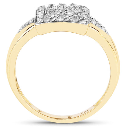 14K Yellow Gold Plated 0.23 Carat Genuine White Diamond .925 Sterling Silver Ring