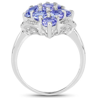 2.07 Carat Genuine Tanzanite .925 Sterling Silver Ring