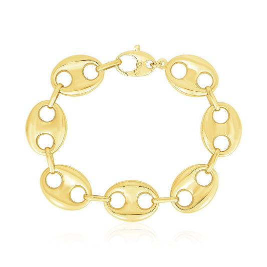 Bracelet maillons Marine Lite bombés en or jaune 14 carats, finition polie (21 mm)