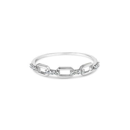 .925 Sterling Silver Diamond Accent Paperclip Band Ring (I-J Color, I2-I3 Clarity) - Ring Size 6