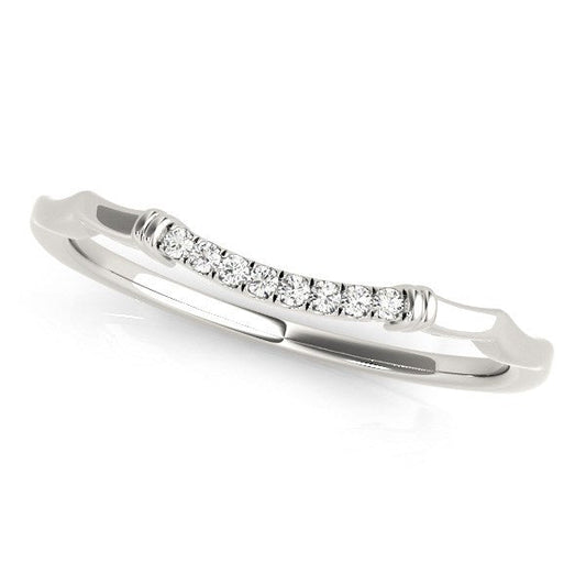 Bague de mariage en or blanc 14 carats avec diamants pavés et motif vague (1/20 carat poids total)
