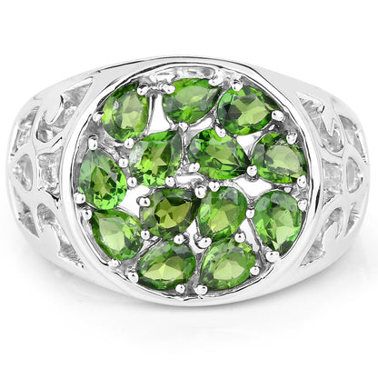 2.21 Carat Genuine Chrome Diopside .925 Sterling Silver Ring
