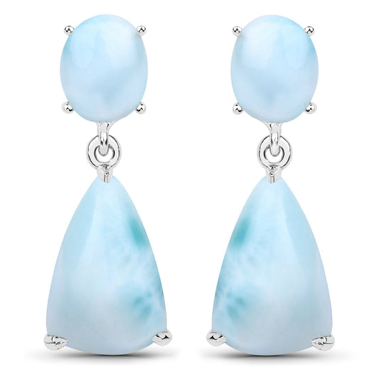 Boucles d'oreilles en argent sterling .925 et larimar véritable de 11,54 carats