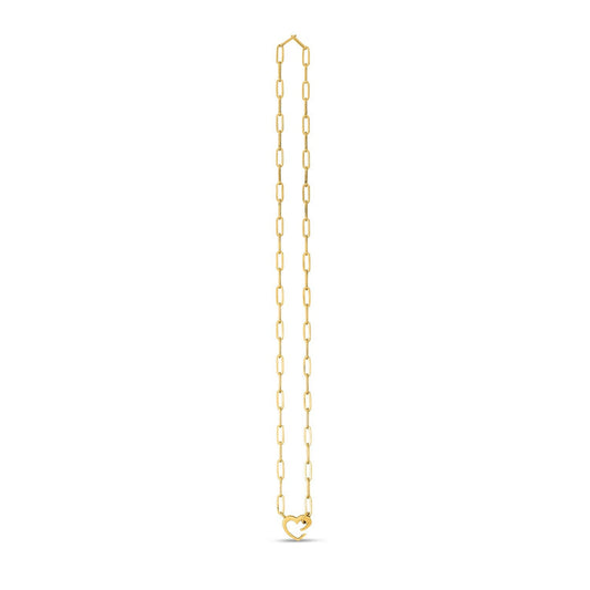 Collier cœur chaîne forçat en or jaune 14 carats