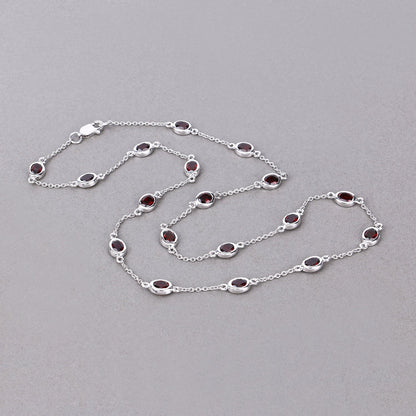 8.10 Carat Genuine Garnet .925 Sterling Silver Necklace