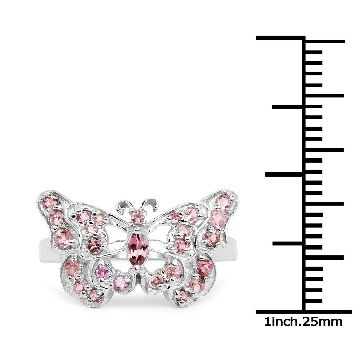 0.83 Carat Genuine Pink Tourmaline .925 Sterling Silver Ring