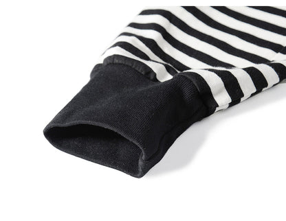 Oversized Striped T-Shirt with Ribbed Collar