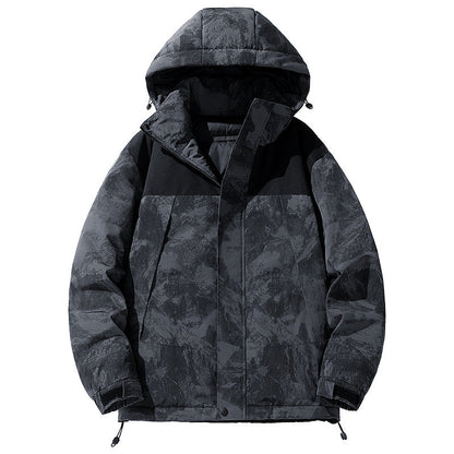 Men's Winter Color-Block Hooded Thick Down Jacket