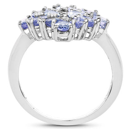 2.72 Carat Genuine Tanzanite .925 Sterling Silver Ring