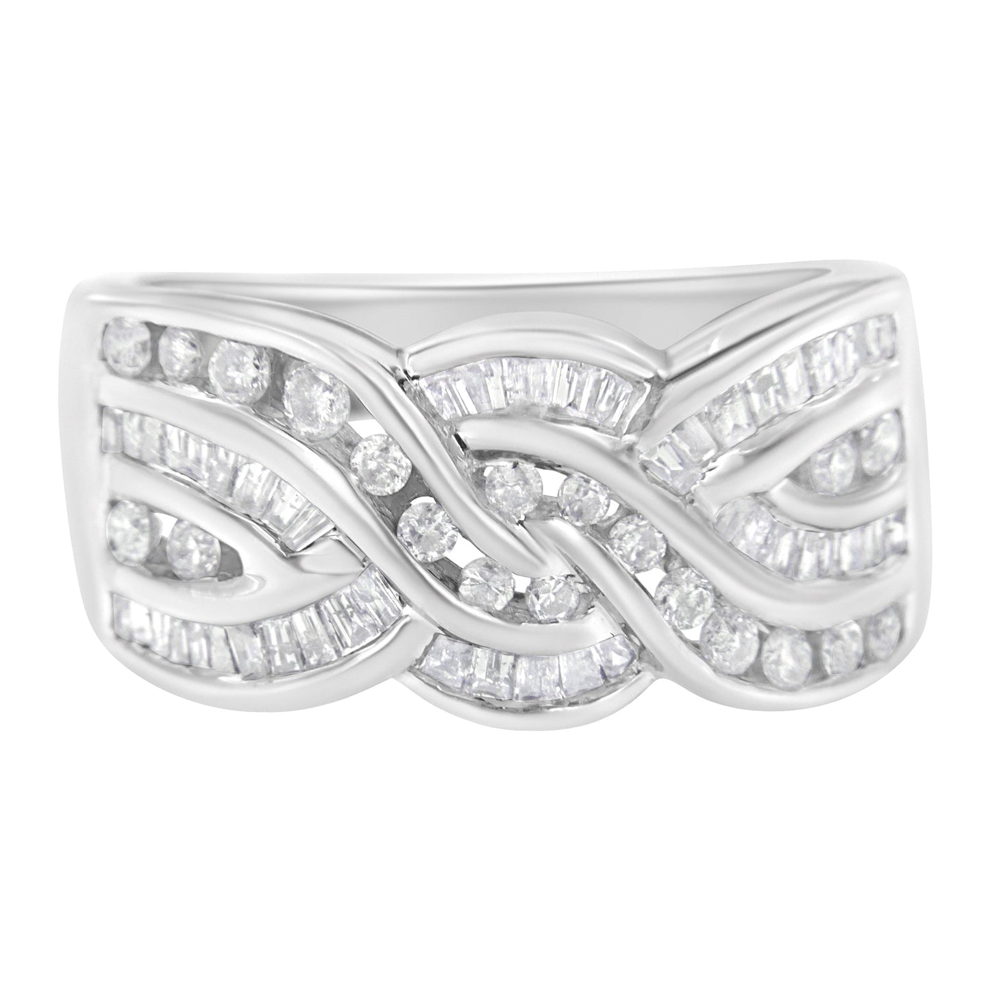 10K White Gold Diamond Bypass Ring (1 Cttw, H-I Color, I1-I2 Clarity) - Size 6-3/4