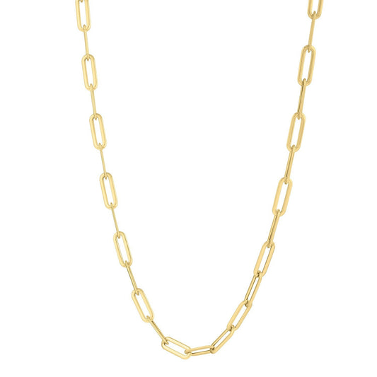 Collier chaîne trombone bombé long en or jaune 14 carats (4,80 mm)