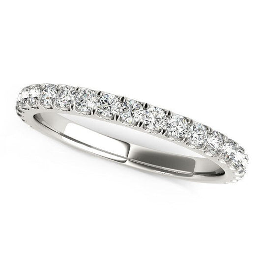 Alliance en or blanc 14 carats sertie de diamants ronds (3/8 carat total)