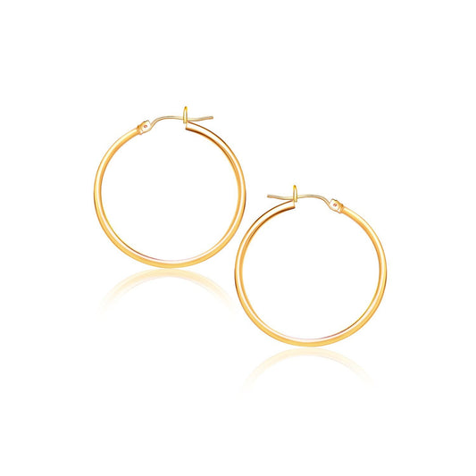 Boucles d'oreilles créoles polies en or jaune 14 carats (2x40mm)