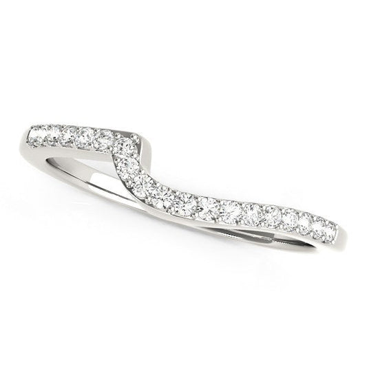 Alliance en or blanc 14 carats, motif incurvé, diamants ronds (poids total 0,25 carat)