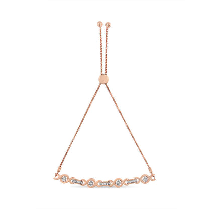 14K Yellow Gold Plated .925 Sterling Silver Channel Set Diamond Accent Twist 4â€-10â€ Adjustable Bolo Bracelet (I-J Color, I3 Clarity)