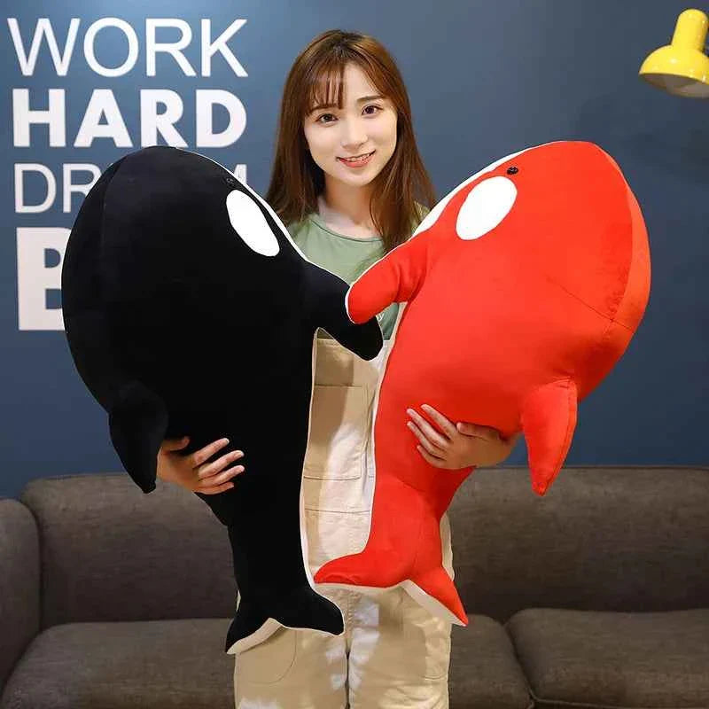 Black Red Shark Plush Toy 60/80cm – Giant Soft Shark Stuffed Animal Pillow Gift
