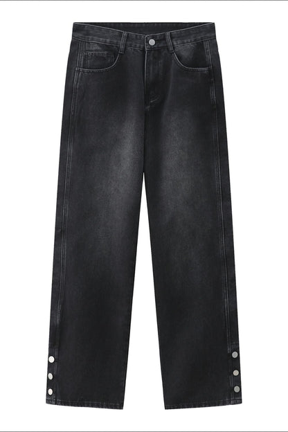Side Slit Baggy Jeans with Pockets
