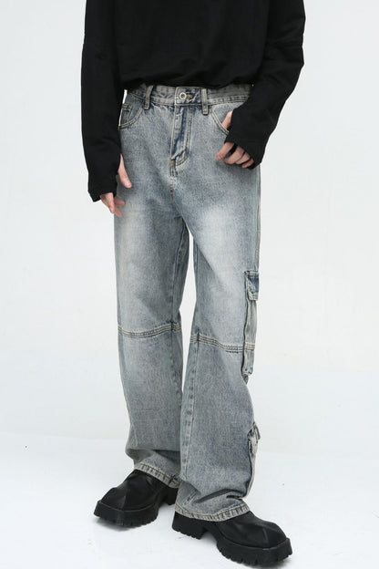 Wide Leg Jeans with Cargo Pockets