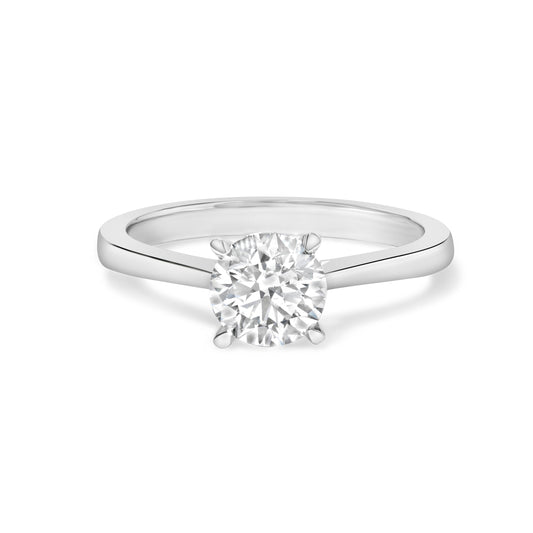 Bague de fiançailles solitaire en or blanc 14 carats avec diamant rond de laboratoire de 1,0 carat, monture aigle à 4 griffes (couleur F-G, pureté VS2-SI1) - Taille 7
