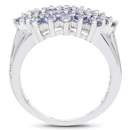 2.03 Carat Genuine Tanzanite .925 Sterling Silver Ring