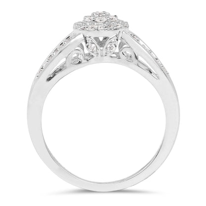 0.25 Carat Genuine White Diamond 14K White Gold Ring (E-F Color, SI Clarity)