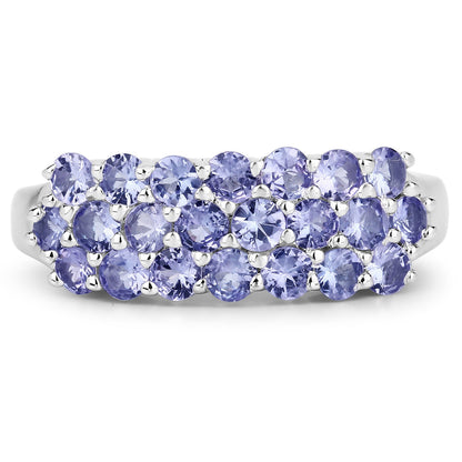 1.54 Carat Genuine Tanzanite .925 Sterling Silver Ring