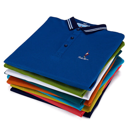 Rego Men's Business Polo Shirt - Summer Solid Color T-shirt