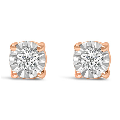 .925 Sterling Silver 1/10 Cttw Round Brilliant-Cut Lab Grown Diamond Miracle-Set Stud Earrings (F-G Color, VS1-VS2 Clarity)