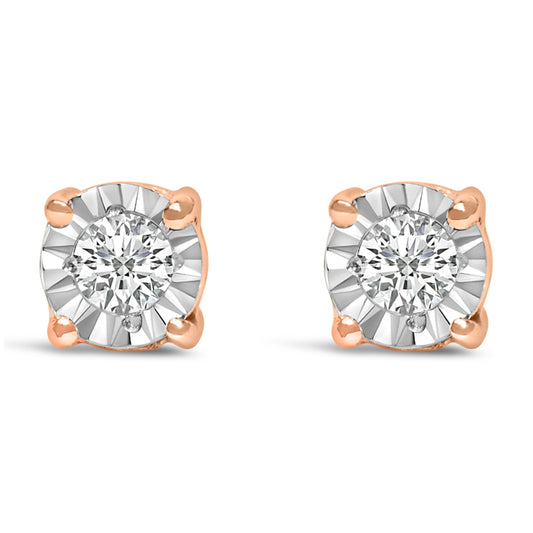 .925 Sterling Silver 1/10 Cttw Round Brilliant-Cut Lab Grown Diamond Miracle-Set Stud Earrings (F-G Color, VS1-VS2 Clarity)