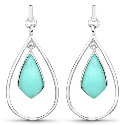 8.80 Carat Genuine Crysopharse .925 Sterling Silver Earrings