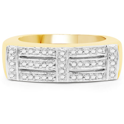 14K Yellow Gold Plated 0.25 Carat Genuine White Diamond .925 Sterling Silver Ring