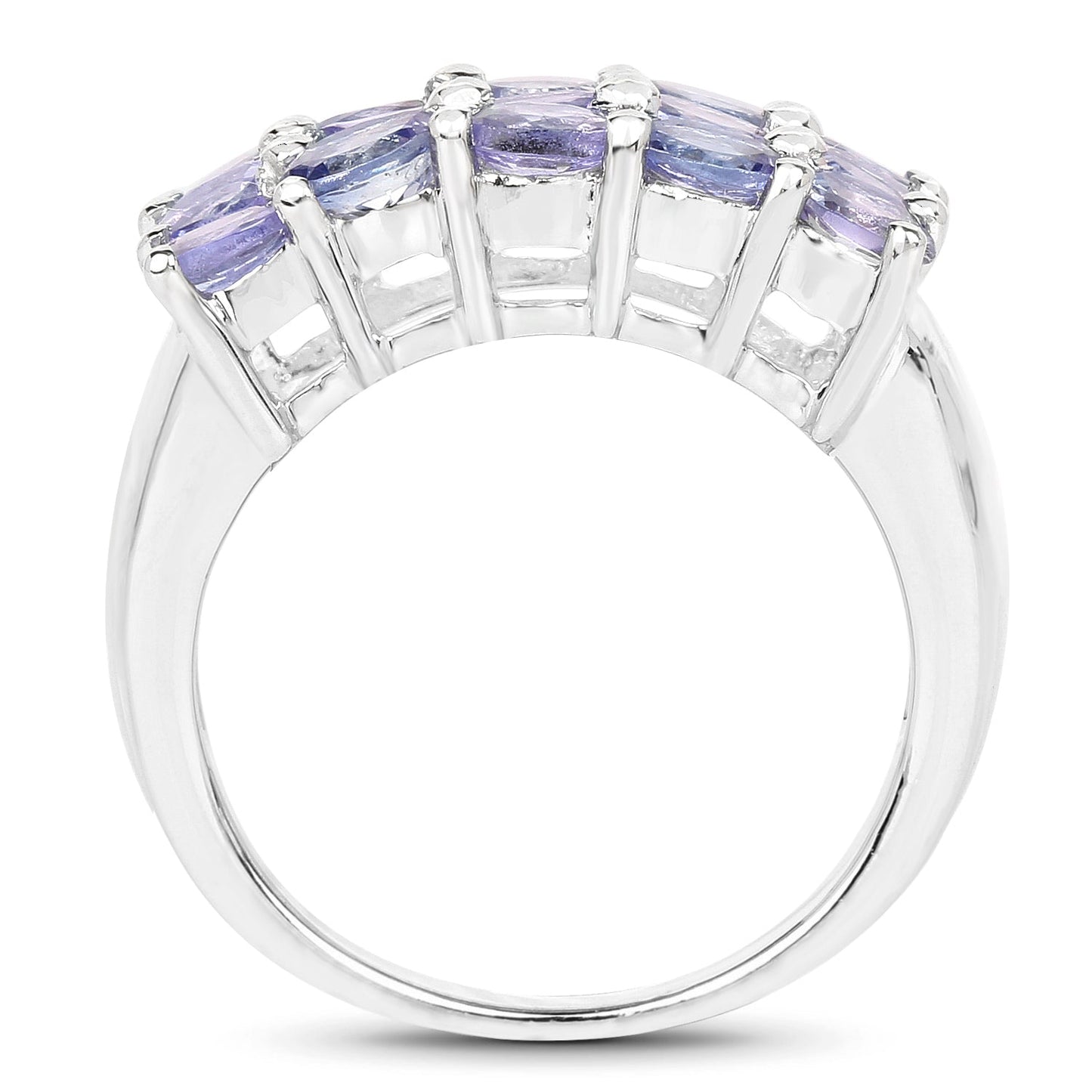 2.55 Carat Genuine Tanzanite .925 Sterling Silver Ring