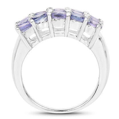 2.55 Carat Genuine Tanzanite .925 Sterling Silver Ring