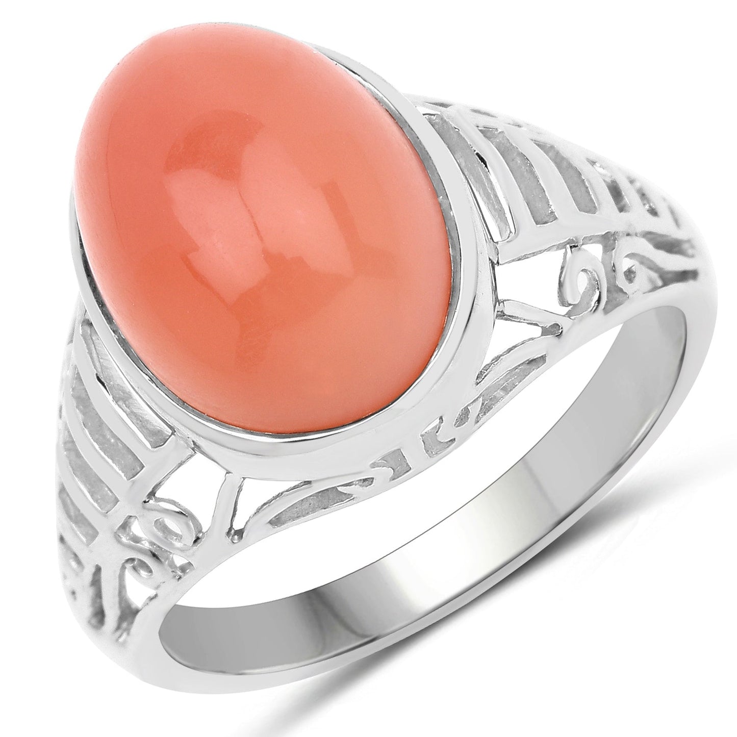 6.00 Carat Genuine Peach Moonstone .925 Sterling Silver Ring