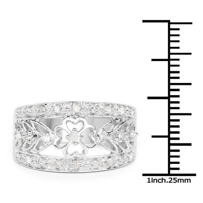 0.31 Carat Genuine White Diamond .925 Sterling Silver Ring