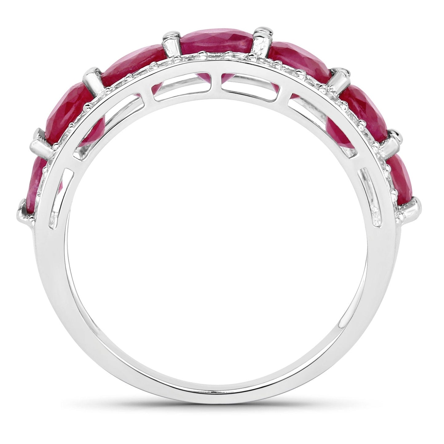 3.24 Carat Genuine Ruby and White Diamond 14K White Gold Ring