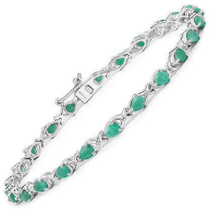 3.08 Carat Genuine Emerald .925 Sterling Silver Bracelet