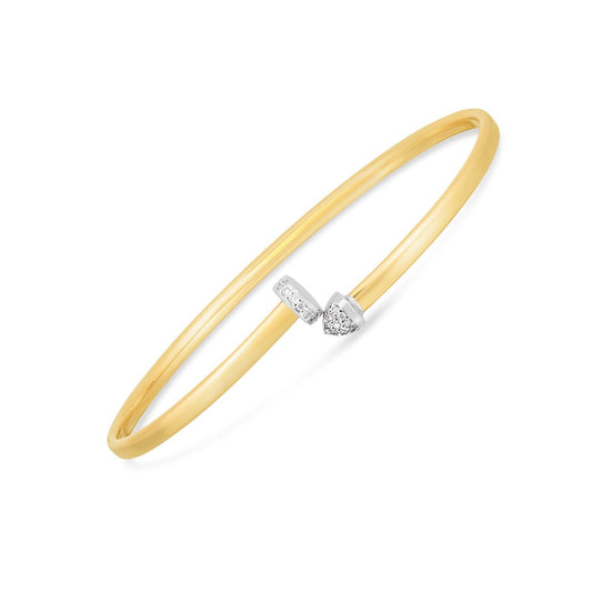 Bracelet jonc en or deux tons 14 carats et diamants (3,00 mm)