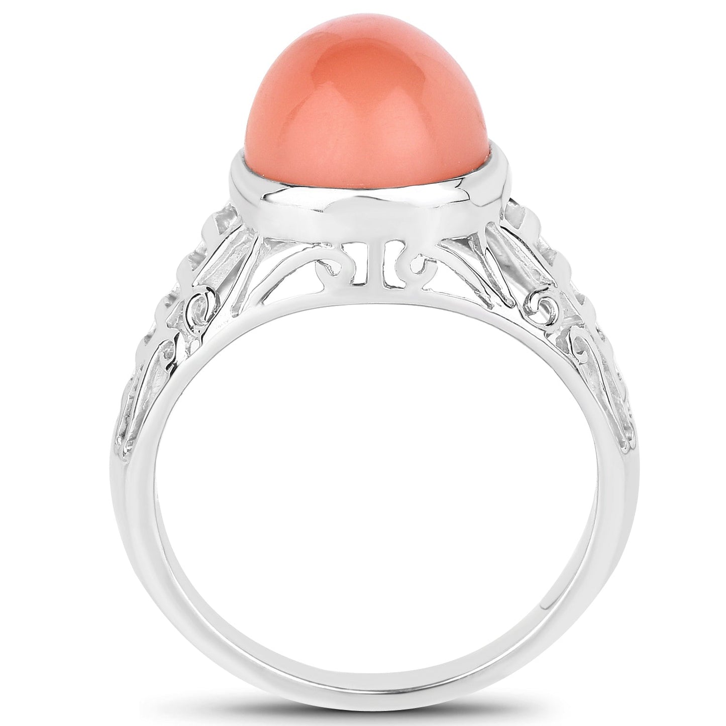 6.00 Carat Genuine Peach Moonstone .925 Sterling Silver Ring